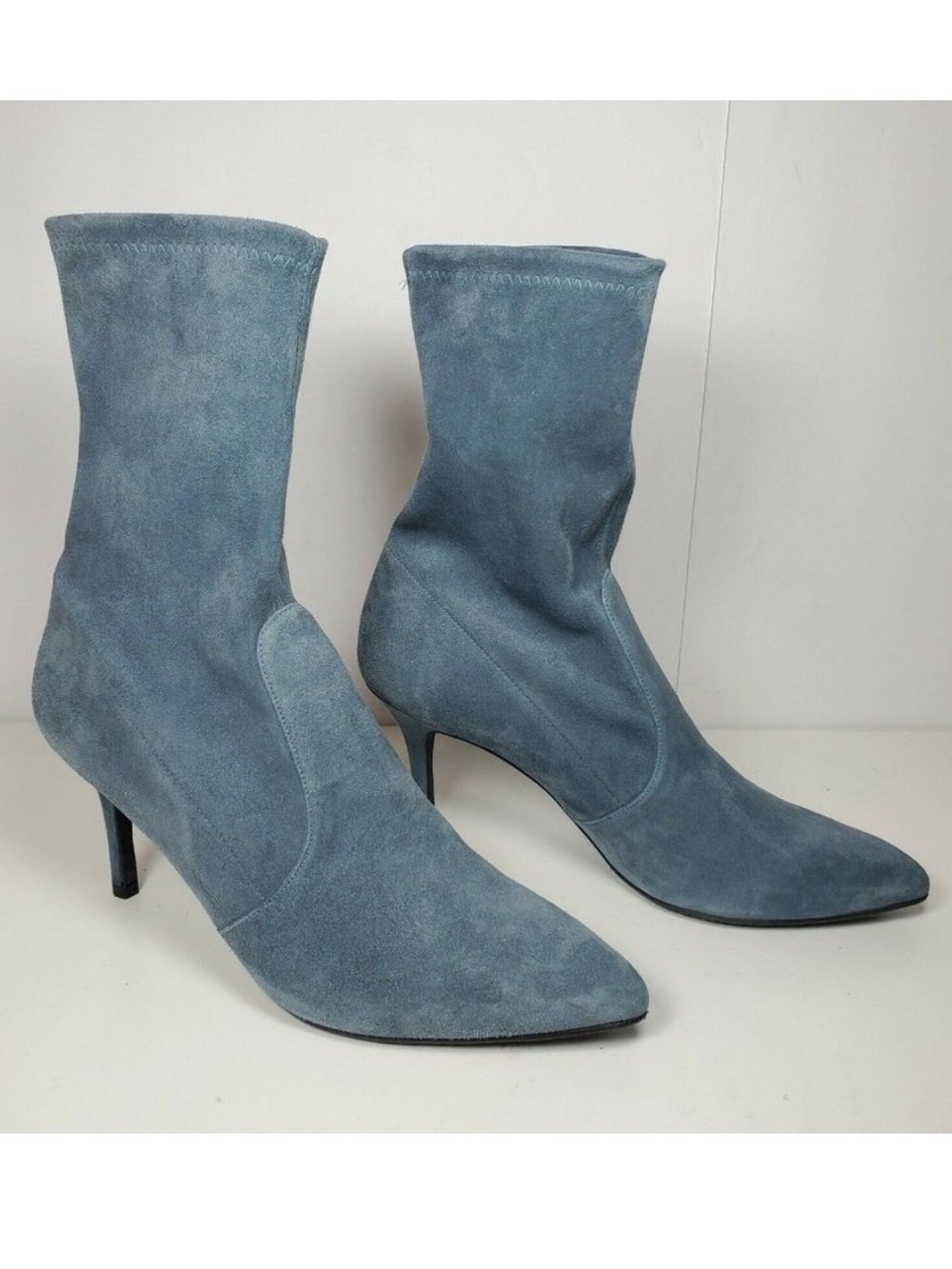 Stuart Weitzman blue suede Cling Bootie Mid Calf size 7.5
